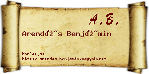 Arendás Benjámin névjegykártya