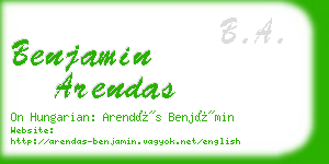 benjamin arendas business card